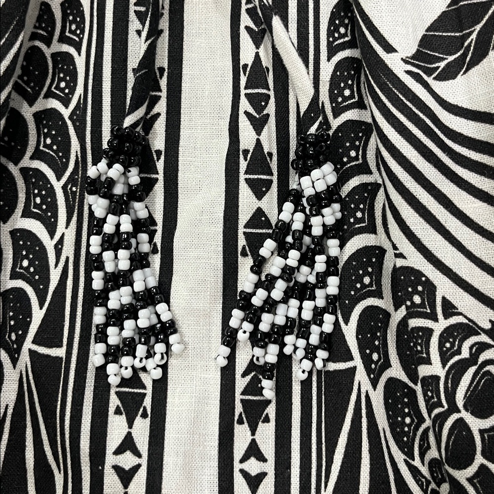 NEW FARM Rio Floral Tapestry Monochrome Long Sleeve Mini Dress Size Small - Picture 7 of 9